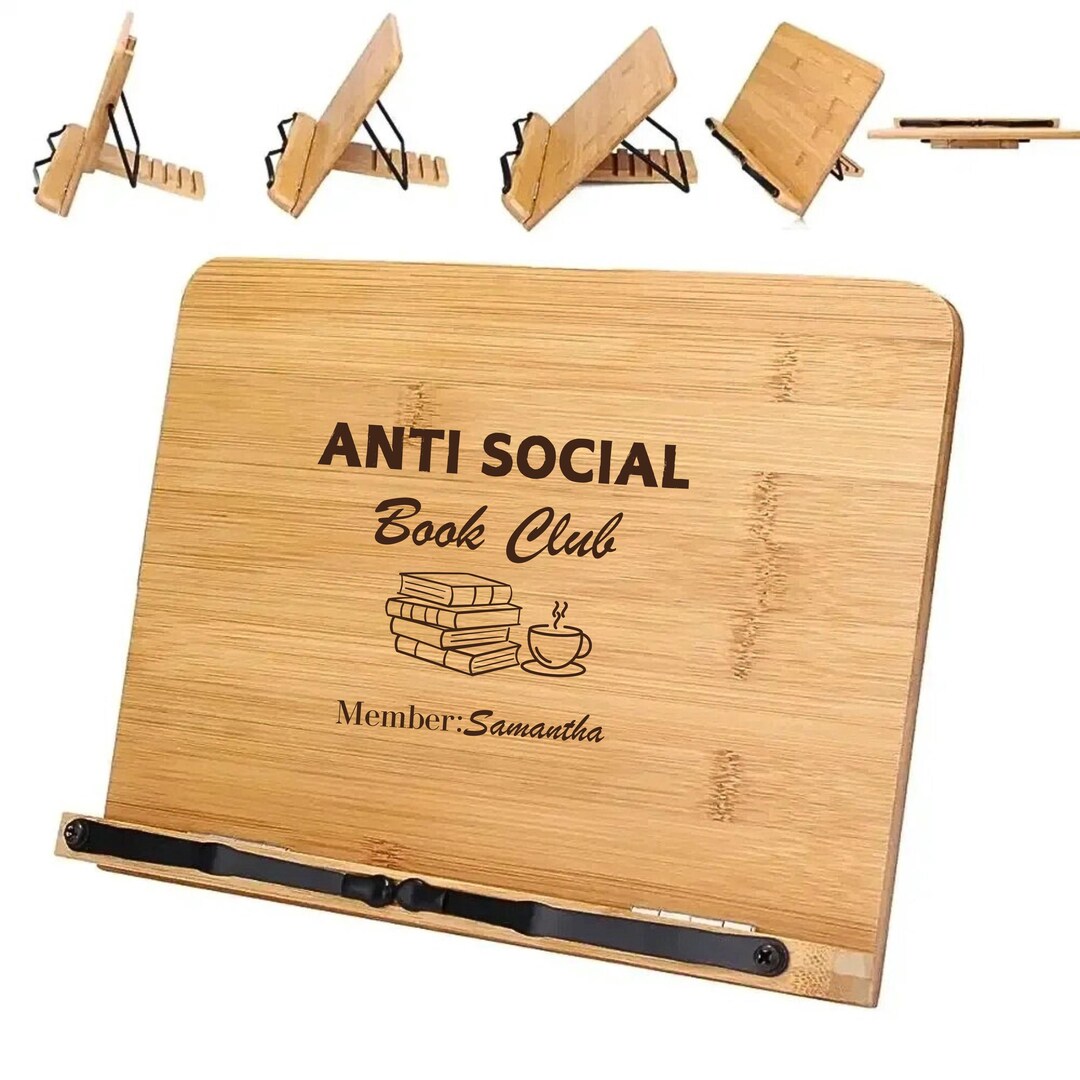 Personalized Bamboo Book Stand, Custom Engraved Cookbook Holder, Bible ...