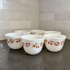 Like New - Set of 8 Vintage Pyrex Cups - Harvest Home Pattern