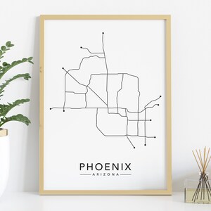 | d’impression Phoenix | d’affiches Phoenix | d’impression Phoenix moderne Carte de Phoenix | | de carte Phoenix Phoenix, AZ Affiche | Arizona Carte