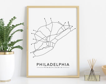 Philadelphia Print / Philadelphia Poster / Modern Philadelphia Print / Mappa di Philadelphia / Philadelphia Map / Philadelphia, PA Poster