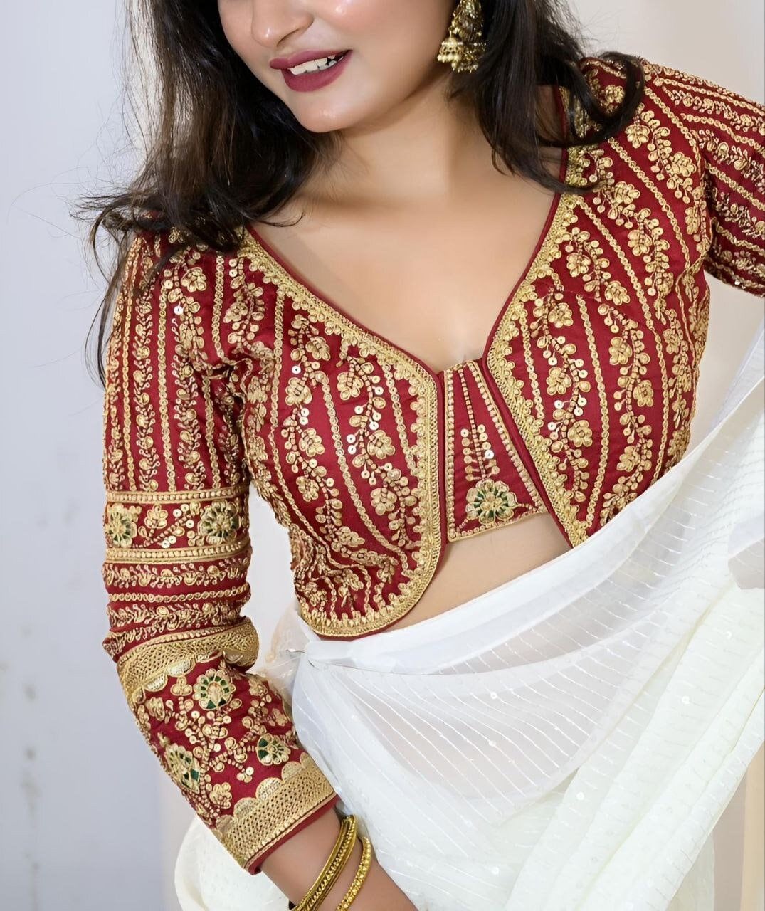 Milan Silk Bridal Blouse, Long Sleeves Bridal Blouse, Readymade Bridal  Blouse, Indian Wedding Bridal Blouse, Bollywood Style Bridal Blouse 