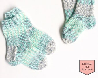 Patrón de tejido de calcetines para niños pequeños: punto doble, ideal para principiantes (patrón PDF)