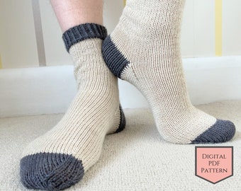 Simple Knit Socks Pattern: Double Knitting Weight, Beginner Friendly (PDF Pattern)