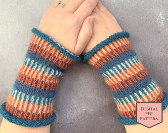 Fair Isle Mitten Knitting Pattern: Colourwork Wristlets (PDF Pattern)
