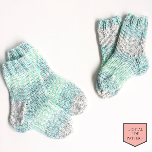 Toddler Sock Knitting Pattern - DK - PDF Pattern || Double Knit, Knit Socks Pattern, Easy Knit Pattern, Beginner Socks
