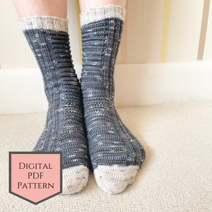 RIBBED SOCK knitting Pattern, This and That Socks in 4ply weight yarn
