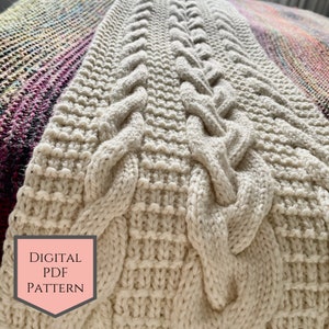 Padrão de corredor de cama CABLE KNITTING. Nosso padrão de tricô robusto Cables for Days é uma ótima malha intermediária