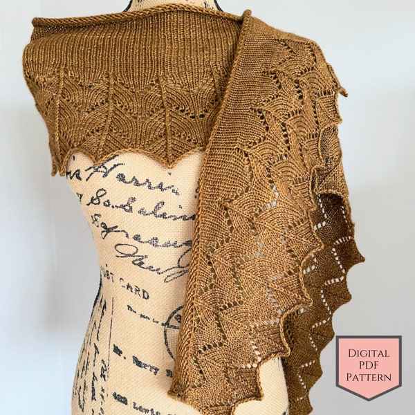 CRESCENT Shawl Knitting Pattern -  double-knitting weight - PDF Pattern || Short-rows knitting, Intermediate knit pattern, Instant download