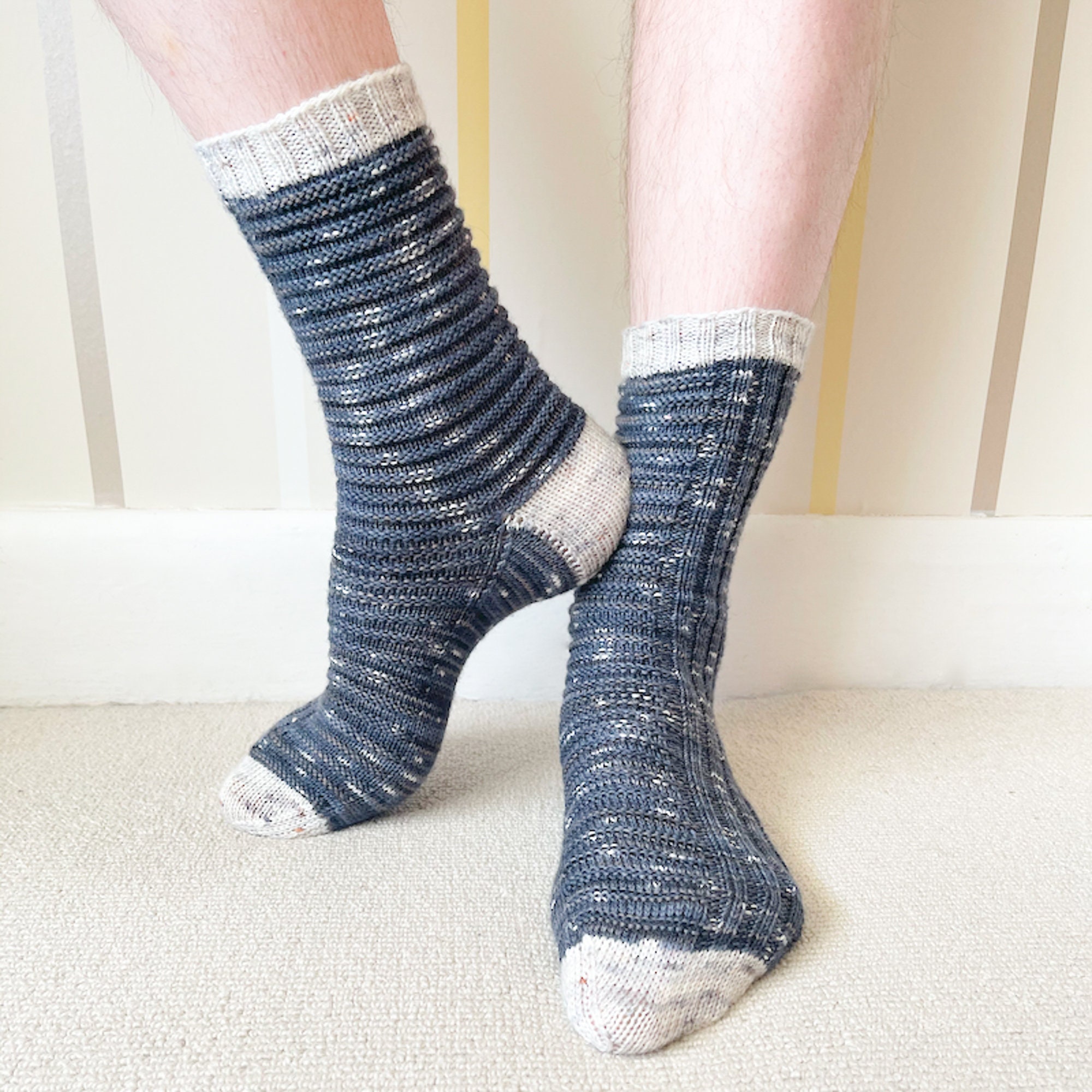 RIBBED SOCK Knitting Pattern, This and That Socks in 4ply Weight Yarn ...