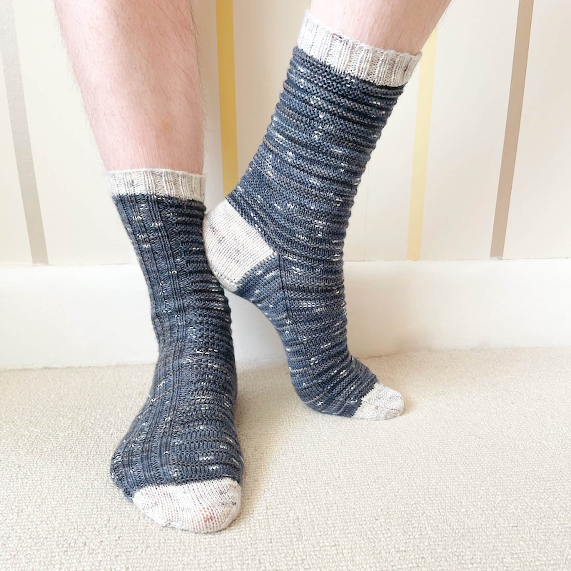 RIBBED SOCK Knitting Pattern, This and That Socks in 4ply Weight Yarn ...