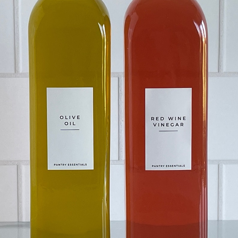 Oil and Vinegar Labels Pantry Organization Labels Kitchen Organization