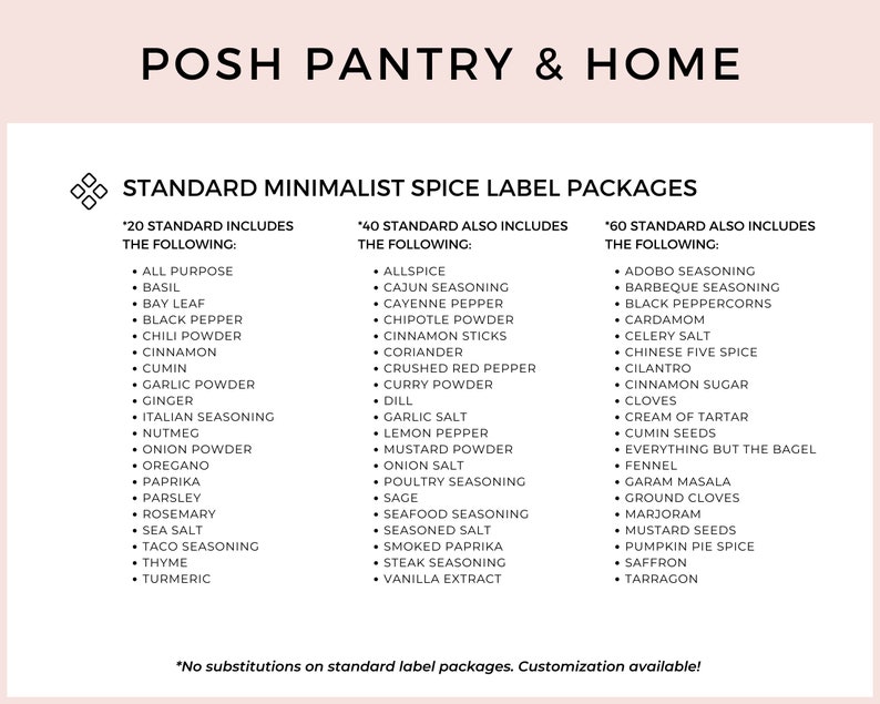 Spice Labels Kitchen Organization Labels Water and Oil Resistant Customization Available image 9