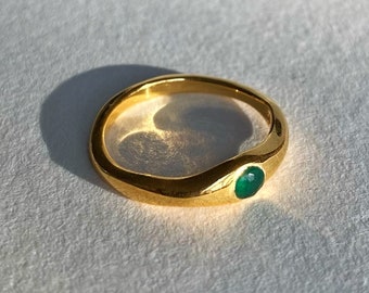 Green Onyx Ring | Spotlight Gemstone | 18K Gold Plated