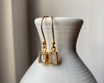 Crystal Quartz Earrings | 18k Gold Plated | Dangle Earrings