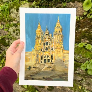 Stampa “Cattedrale di Santiago de Compostela” – Illustrazione artistica su carta 100% cotone, stampa Fine Art