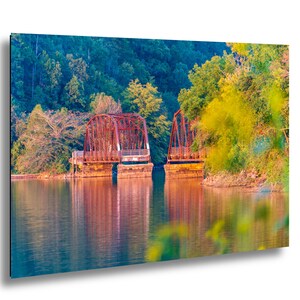 Tugaloo River Bridge Sunset Photo, South Carolina Lake Art, Toccoa Georgia