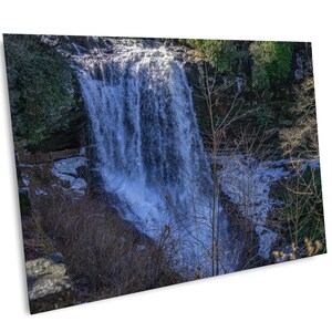 Dry Falls, Highlands North Carolina Waterfalls, icy waterfall wall art, nature-themed winter art, icy landscape print, Upper Cullasaja Falls