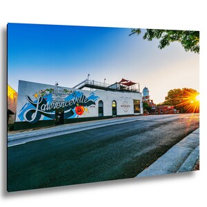 Historic Gwinnett Panoramic Wall Art, Lawrenceville Mural Photo, Courthouse Sunrise Print