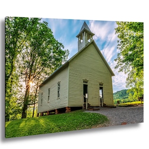 Historic Cades Cove Methodist Church in Great Smoky Mountains, Townsend Tennessee, National Park Photograph, Vintage Church Print, Scenic