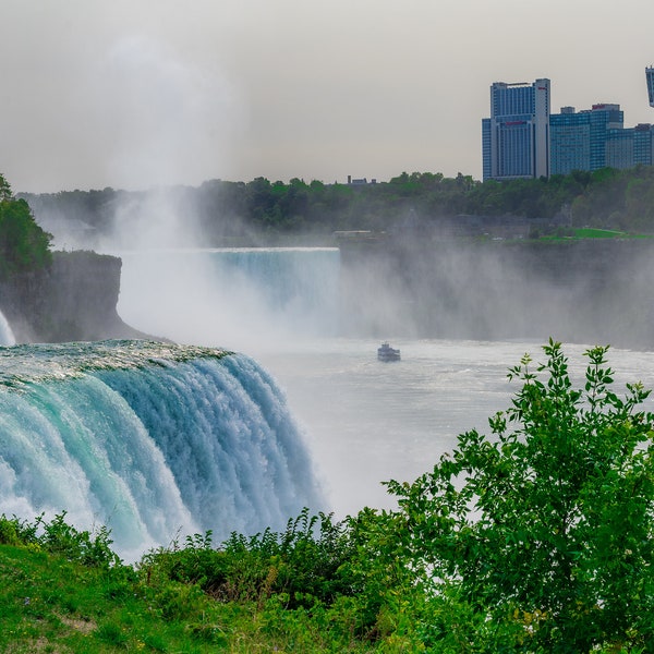 Niagara Falls Horseshoe Falls - State Park  - Remember your trip to Niagara Falls - Travel Art Print - New York Art Print - Canada Art Print