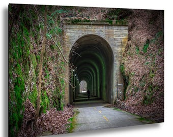 Adventure Awaits, Brushy Mountain Tunnel, Tunnel photography wall art, Infrastructure art, Atlanta biking, Cycling wall art, Hiking