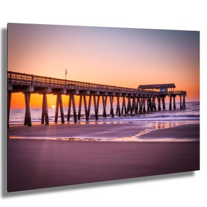 Sun Peek on the Horizon, Tybee Island Photography, Tybee Island Lovers, Seascape art print, Coastal Georgia Art, Dawn landscape Decor, Pier