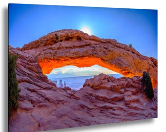Canyonlands National Park Poster (Mesa Arch), Minimalist Landscape, Travel Southwest, Desert Hike, Park Art, Burnt Orange & Red Earth Tones