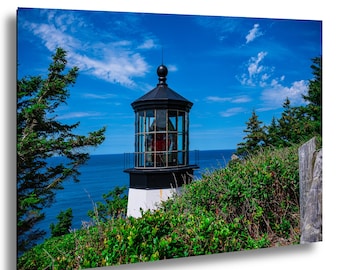 Impresión artística del faro de Cape Meares, Oregón, arte del faro de la costa de Oregón, decoración costera, regalo para amantes de los faros