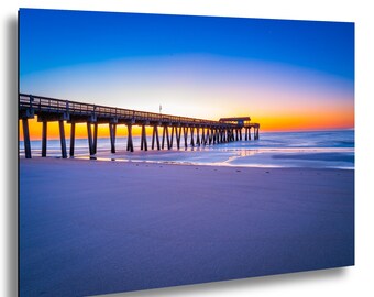 Tybee Beach zonsopgang, fotografie van Tybee Island, cadeau voor iemand die van Tybee Island houdt, kunstprint van een zeegezicht, kunst van de kust van Georgia, landschap van de pier