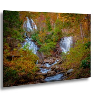 Autumn Color at Anna Ruby Falls Helen, Ga., Scenic nature photography for home decor, Autumnal forest waterfall artwork, North Georgia Art