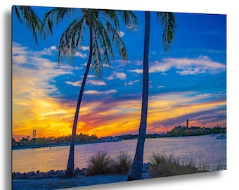 Jupiter Florida Sunset Canvas Art, Tropical Beach, Lighthouse Print