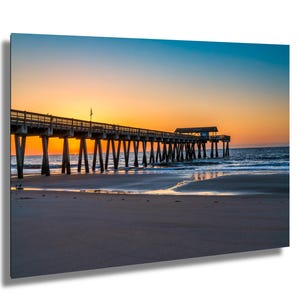 Sliver over the Horizon, Tybee Island Photography, Tybee Island Lovers, Seascape art print, Coastal Georgia Art, Dawn landscape Decor, Pier