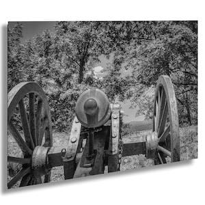 Black and White Kennesaw Mountain Rustic Cannon, Georgia Travel Poster, Atlanta Wall Decor, Gift, Historical Place, Old Battlefield Cannon