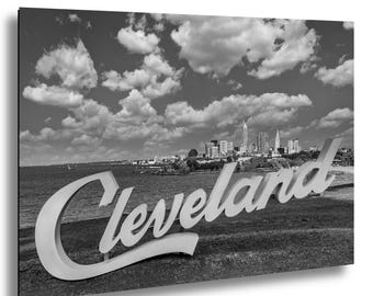 Black and White Cleveland skyline wall art, Modern cityscapes for home decor, Cleveland skyline photography, Ohio city skyline poster,