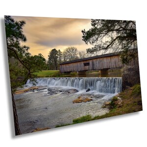 Watson Mill State Park, Covered Bridge Wall Art, Architectural Print, Country Life, Waterfall Decor, Georgia State Park, Travel Art, Tourism