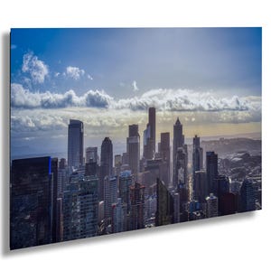 From the Seattle Space Needle in Seattle Washington Skyline Line Art Print, Seattle Space Needle Photo Art, Seattle Skyline Photo Poster
