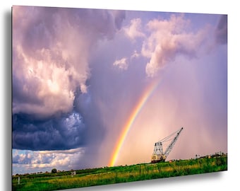 Rainbow During the Storm, Dramatic Sky Wall Art, Industrial Landscape Photography, Colorful Nature Wall Decor, Hopeful Home Artwork