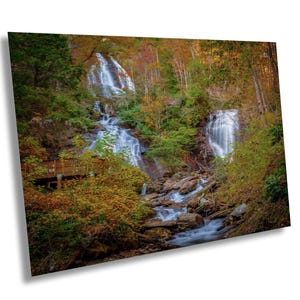Autumn Color at Anna Ruby Falls Helen, Ga., Scenic nature photography for home decor, Autumnal forest waterfall artwork, Anna Ruby Falls art