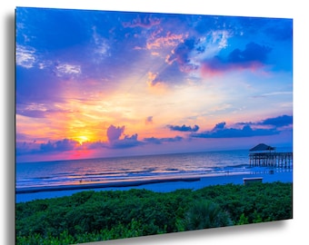 Cocoa Beach Florida Sunrise Seascape Photo, Coastal Wall Decor, Large Colorful Wall Art