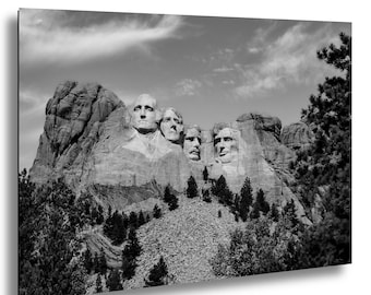 Black and White Mount Rushmore Print, South Dakota National Memorial
