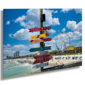 Myrtle Beach Pier 14 Oil Paint Effect Photo Wall Art, Myrtle Beach Gift, Tourist Art, Myrtle Beach Souvenir Art, Coastal Art, Beach House