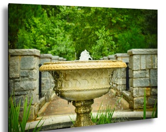 Garden Fountain Wall Art, Athens Botanical Garden Fountain Photo, Classical Urn Sculpture Print