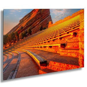 Colorado Red Rocks Amphitheater, Sonnenaufgang / Sonnenuntergang Landschaftsdruck / Leinwand / Acryl / Metall, ikonische rote Felsen, Red Rocks Souvenir, Denver Colorado