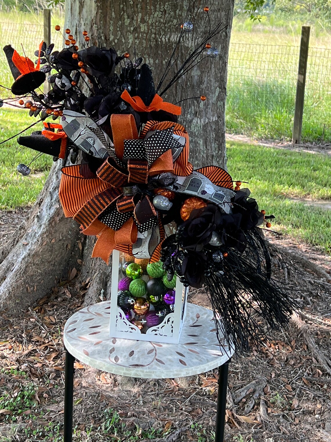 Halloween Witches Broom Front Door Swag Witches Broom Etsy