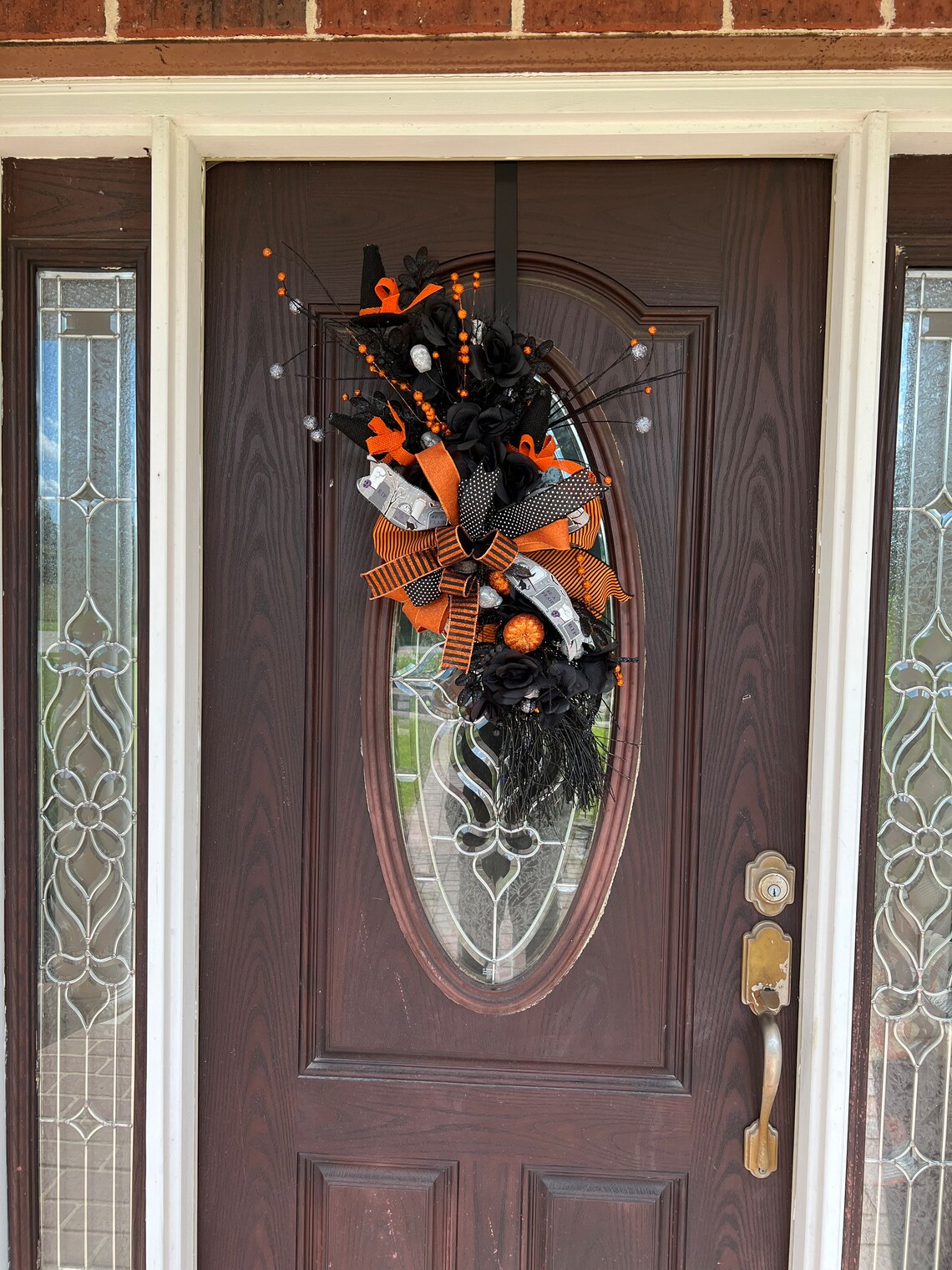 Halloween Witches Broom Front Door Swag Witches Broom Etsy