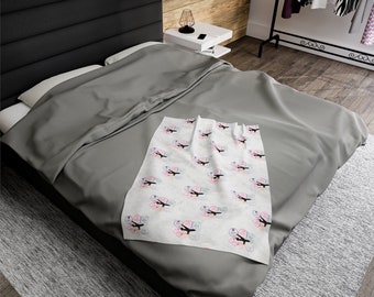 Manta de viaje - Patrón de avión y sello de pasaporte - Decoración acogedora para el hogar con pasión por los viajes - Manta de felpa de terciopelo