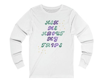 Unisex Jersey Långärmad T-shirt - Mysig Wanderlust Långärmad T-shirt - Presenter till henne - Resekläder - Travel Junkie