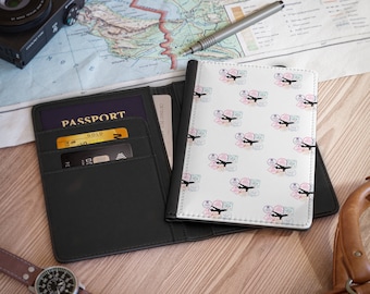 Wanderlust Passfodral - Flygplan och passstämpel Passfodral - Res med stil - Passfodral - Passbok