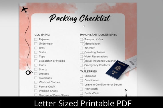 Printable Packing Checklist Packing List Trip Packing List - Etsy