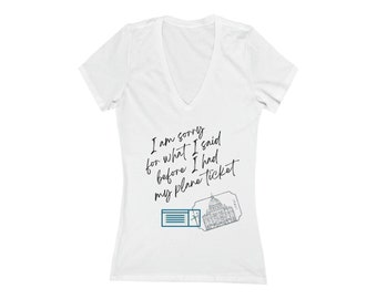 Travel Wear - Travel T shirt - Travel Shirts - Women's Jersey Short Sleeve Deep V-Neck Tee